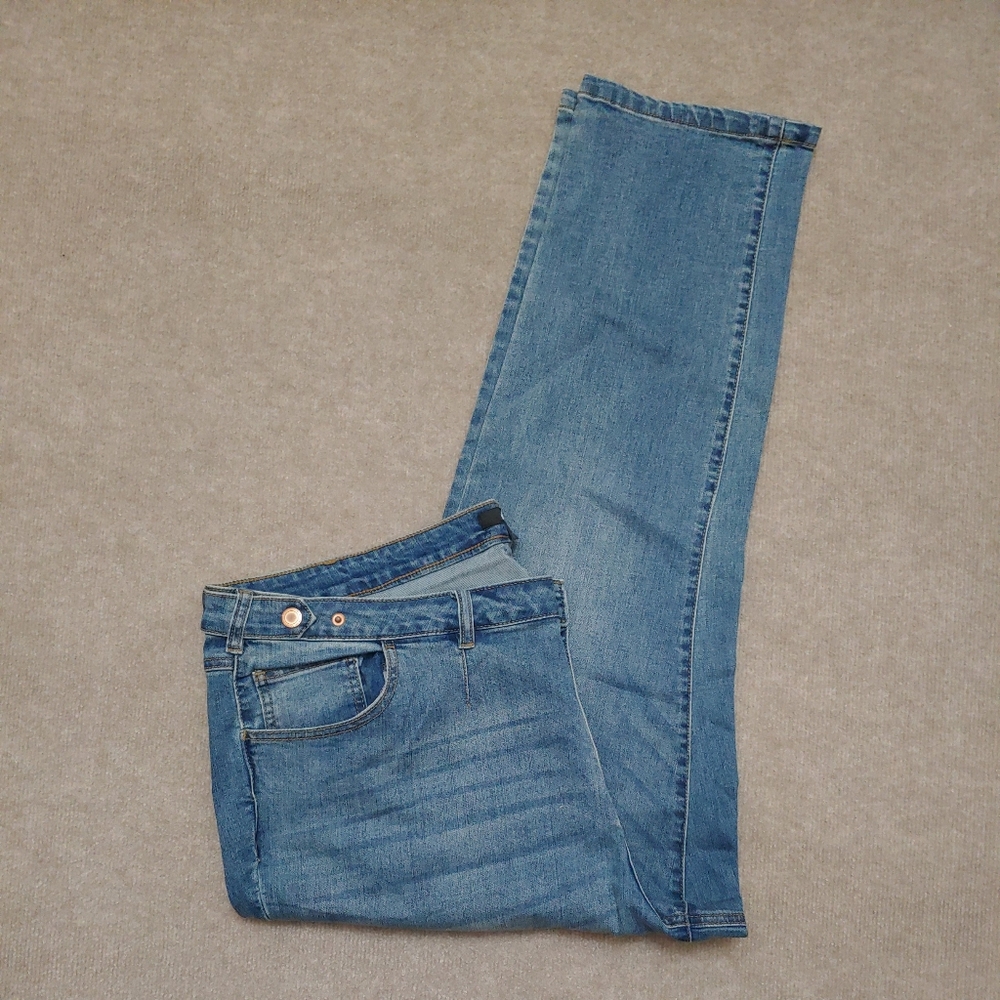 Ellos Straight Leg Ankle Jeans Womens Size 24 Blue Medium Wash Stretch NWOT